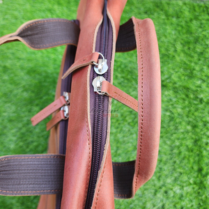 Reddish Brown <b>Leather</b> <b>Laptop</b> <b>Bag</b> Luxury Style Dual Handles Front Zipper Pocket Durable Messenger <b>Bag</b> For Business Travel - Product Image 4