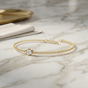 0.50CTW Oval Bezel-Set Diamond Station <b>Bracelet</b> - Product Image 1