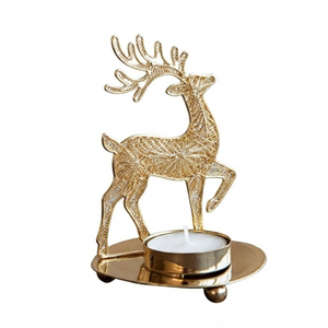 Luxury Gold Metal Hollow Out Star <b>Tea</b> Light Holder Christmas Table Centerpiece Decoration Custom Iron Art Candlestick <b>Stand</b> - Product Image 3