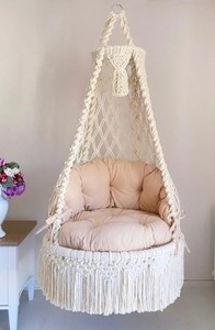 Handmade Macrame <b>Hammock</b> Swing Chair, Boho Decor, Included Cushion - Product Image 2