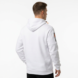 Veste polaire zippée à capuche blanche pour homme, coupe régulière, coupe-vent, vêtement d'extérieur décontracté pour l'hiver, impression numérique, coton biologique, Bangladesh - Product Image 6