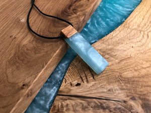 Natural Wood Resin Pendant Necklace Artistic Epoxy Jewelry Gift Handcrafted Resin and Wood Pendant Fashion Necklace - Product Image 5