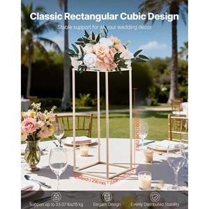 10PCS 23.62-Inch Gold <b>Metal</b> Laminate Column <b>Flower</b> <b>Stand</b> Rectangular Floral Display Rack for Wedding Birthday Decor Centerpiece - Product Image 2