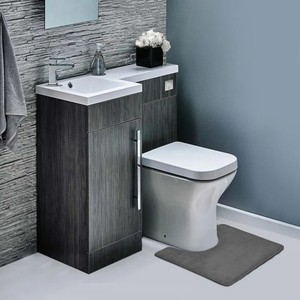 Tapis de bain moderne antidérapant rectangulaire en microfibre gris pour salle de bain et toilettes - Product Image 1