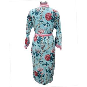 Kimono Largo Floral para Mujer, Cuello en V, Manga Larga, 100% Algodón Tejido, Suave, de Secado Rápido, Transpirable, Ropa Casual, Rayas Rojas - Product Image 6