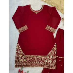 Conjunto de ropa de fiesta de diseñador para mujer, parte superior inferior Dupatta con bordado elegante - Product Image 2