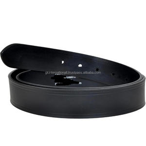 Ceinture décontractée pour homme en cuir de buffle noir épais de qualité supérieure avec boucle réglable en laiton nickelé - Product Image 3