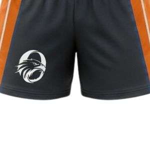 Shorts de netball unisexe noir et orange sublimés en polyester, vêtements de sport légers pour l'entraînement et les matchs - Product Image 6