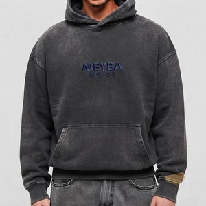 Sweat à capuche oversize vintage marron pour homme, finition délavée, streetwear premium, coupe classique, pull 100% coton, style urbain confortable pour l'hiver - Product Image 4