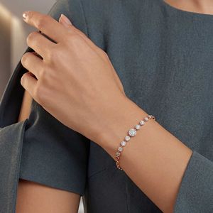 Elegante Brazalete Circular con Diamantes en Oro Rosa |   Pulsera Redonda con Diamantes Pavé para Mujer |   Cadena de Joyería Fina de Lujo - Product Image 5