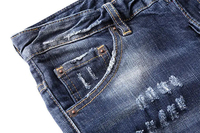 Pantalon en jean déchiré à genoux usés pour homme, coupe droite classique, taille élastique, style streetwear, design personnalisé, marque privée, OEM