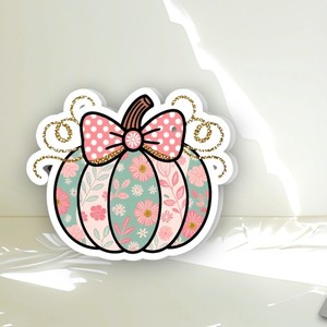 Extensiones de Pestañas Magnéticas de Acrílico con Diseño Floral de Calabaza, Lazo Rosa y Flores de Diamante, Reutilizables y Ecológicas, Marca Privada - Product Image 1