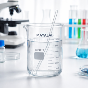 บีกเกอร์แก้วโบโรซิลิเกต MAYALAB 1000 มล. พร้อมขีดบอกปริมาตร บีกเกอร์วัดปริมาตรสำหรับนักเรียน ทดลองในห้องปฏิบัติการ ทนความร้อน - Product Image 2