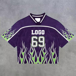 Camisetas de Fútbol Personalizadas de Estilo Urbano, Corte Recortado, Sublimación Personalizada, Inspiración Vintage, Malla Oversize - Product Image 3