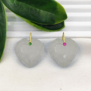 Colgante de Calcedonia Amarilla con Forma de Corazón Tallado de 20mm, Amuleto de Calcedonia Amarilla en Forma de Corazón, Chapado en Oro, Proveedor de Joyería - Product Image 2