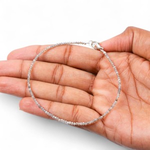 Pulsera de Labradorita Mística con Cuentas Microfacetadas de 2mm, Pulsera de Piedras Preciosas Redondas, Joyería de Cristal Curativo para Mujer, Hecha a Mano, Natural - Product Image 3