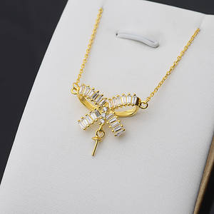 Collier en argent S925 avec motif de nœud, plateau creux en perle, collier tendance pour femmes, pendentifs fins, accessoires de bijoux DIY 330 - Product Image 2