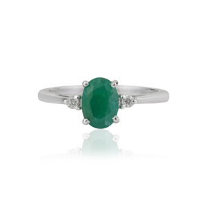Bague de luxe artisanale pour femme, la plus vendue, 100 % authentique, avec émeraude taille ovale et diamants ronds, prix de gros - Product Image 1