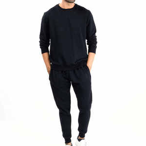 Conjunto Deportivo de Felpa Técnica para Hombre, 100% Algodón, Color Negro, Traje Deportivo de Invierno, Hecho en Pakistán - Product Image 1