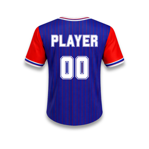 Conjunto de Uniforme de Béisbol Personalizado para Hombre, Azul Marino, Rojo y Blanco a Rayas, Manga Corta, Cierre de Botones, Secado Rápido, Poliéster, para Todas las Temporadas - Product Image 4