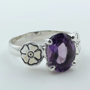 Amethyst <b>Ring</b> Handmade Sterling Silver Bezel Setting Natural Purple Oval Shape Gemstone <b>Boho</b> Jewelry February Birthstone Gift - Product Image 3
