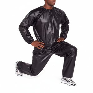 Custom <b>Silver</b> Coated Men's Sauna Suit Body Slimming Weight Loss Home Use Gym Workout <b>Jacket</b> Pants Sauna Suit OEM Design - Product Image 4