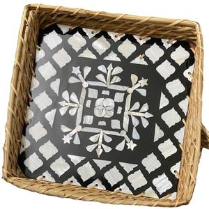 บอร์ดเครื่องจักสานและแผ่นไม้เอ็มดีเอฟแบบฝังมุกดีไซน์ใหม่ถาดเสิร์ฟแบบมีคุณภาพสูง - Product Image 1