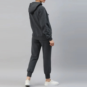 Conjunto de Sudadera con Capucha para Mujer, Color Sólido, Tejido de Algodón, Informal, para Otoño, con Bolsillos, Manga Larga, Largo Completo - Product Image 2