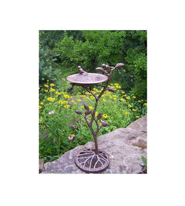 Bain d'oiseaux rustique en métal pour jardin, abreuvoir extérieur, bassin en fer robuste, style traditionnel décoratif - Product Image 4