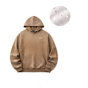 เสื้อฮู้ดดี้ผู้ชายผ้าฝ้ายฟลีซลายกราฟิกประดับเพชรแบบ Acid Wash ทรงโอเวอร์ไซส์ สไตล์สตรีทแวร์ ผลิตจำนวนมาก - Product Image 2