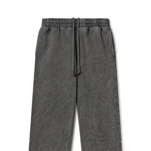 Pantalon de survêtement oversize pour homme, collection Hiver 2025, design personnalisé, gris foncé, délavé à l'acide, double taille, coupe évasée - Product Image 5