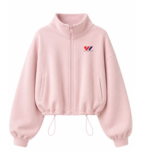 Blue <b>Sherpa</b> Lined Half Zip Pullover <b>Hoodie</b> for Women Stand Collar Cropped Sweatshirt Casual Outdoor Wear Breathable Quick Dry - Product Image 4