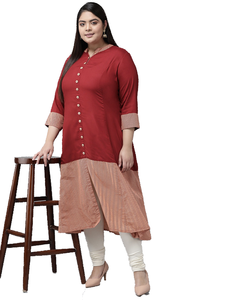 Kurta de Algodón Cambray con Estampado Zig Zag, Estilo Casual, Étnico y Tradicional, de Secado Rápido y Protección Solar para Mujer, Venta al Por Mayor - Product Image 3