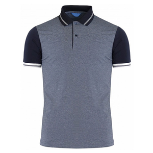 Chemise pour homme en coton tricoté respirant, style décontracté, gris marine uni, avec logo personnalisé, manches courtes - Product Image 1