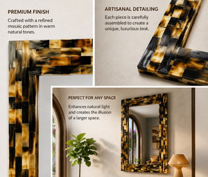 Resin <b>Wall</b> <b>Mirror</b> <b>Rectangle</b> Design Decorative <b>Mirror</b> <b>for</b> Bathroom Bedroom Living Room Modern | Stylish <b>Wall</b> Mounted Home 36 Inch - Product Image 4