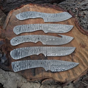 Dustline Commodities DCK004 Damascus Steel Bevel Blank DIY Utility Knife Customizable Making <b>Ladder</b> Pattern EDC Skinning Drop - Product Image 5