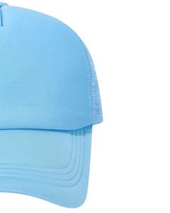 Casquette de camionneur bleu ciel personnalisée, dos en maille, fermeture snapback réglable, respirante, en polyester, avec devant en mousse, logo personnalisé, casquette de baseball vierge - Product Image 3