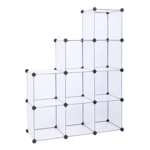 Armadio componibile a 9 cubi bianco, scaffali contenitori, organizer a cubi per pareti del bagno - Product Image 3