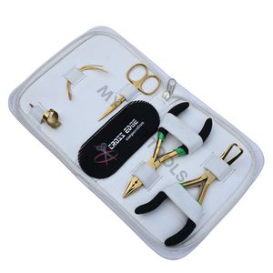 Kit d'outils professionnels pour extensions de cheveux avec étui blanc, incluant des pinces pour extensions à micro-anneaux, du velcro pour cheveux et des mini-aiguilles-ciseaux - Product Image 1
