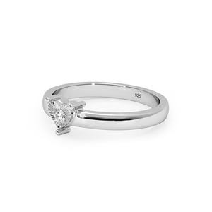 Bague en diamant naturel en forme de cœur en argent sterling 925 |   Bague d'amour minimaliste pour femmes - Product Image 3