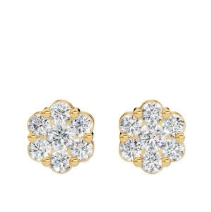 Elegant Brilliant Cut Lab Grown Diamond Cluster <b>Stud</b> <b>Earrings</b> Rose Gold IGI Certified Luxury Women's Engagement Gift Wedding - Product Image 1