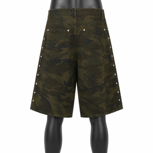 <b>Men</b> Baggy Camouflage Denim <b>Shorts</b> Loose Fit Streetwear Camo Jean <b>Shorts</b> Custom OEM ODM Wholesale <b>Men's</b> High Waist Camouflage - Product Image 2