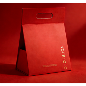 Boîte en papier magnétique rouge pliable haut de gamme recyclable, boîte cadeau rigide avec logo personnalisé - Product Image 4