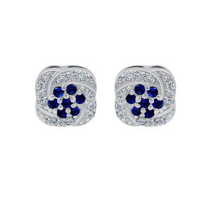 Pendientes de Plata 925 con Circonita Cúbica Azul, Diseño Redondo de Corte Brillante, Engaste de Garra, Joyería Clásica para Uso Diario para Mujer - Product Image 2