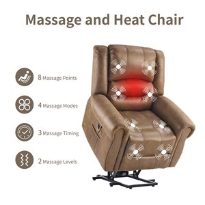 Poltrona Elettrica Reclinabile con 8 Punti di Massaggio e Riscaldamento, Tessuto Tecnico, Motore Singolo, per Anziani - Product Image 5
