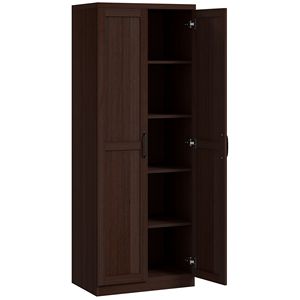 Dispensa da Cucina Indipendente a 2 Ante, 160 cm, in Legno di Ciliegio Cinnamon con 2 Ripiani Regolabili per Sala da Pranzo - Product Image 1