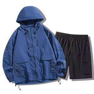 Conjunto Deportivo Corto para Hombre, Chaqueta Cortavientos Premium, Pantalones Cortos Deportivos, Dos Piezas, Ropa Informal para Entrenamiento Físico - Product Image 3