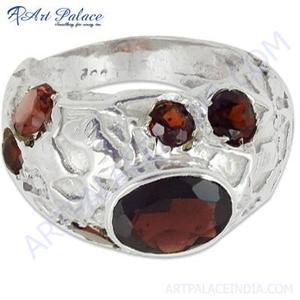 Bague en argent avec pierre précieuse grenat, style le plus récent d'Art Palace - Product Image 3