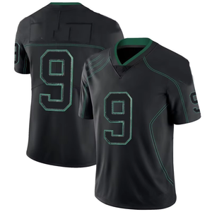 Camiseta de Fútbol Americano Personalizada Negra y Verde con Cuello en V, Manga Corta, Impresión Sublimada, Número 33 en la Parte Delantera, Transpirable y que Absorbe la Humedad - Product Image 2