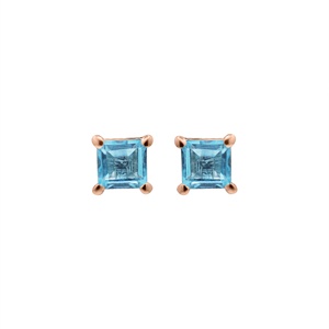 Boucles d'oreilles clous solitaires en argent sterling 925 massif avec topaze bleue naturelle taille carrée, bijoux fins pour femmes, vente en gros - Product Image 5